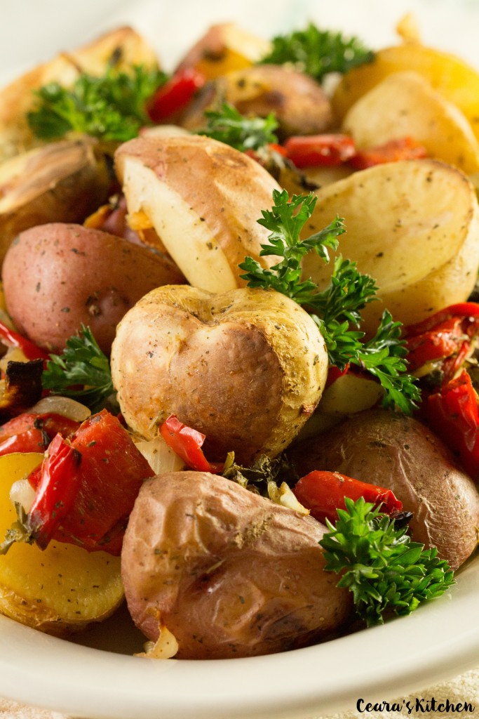 Vegan Gluten Free Healthy Roasted Garlic and Kale Potatoes ready