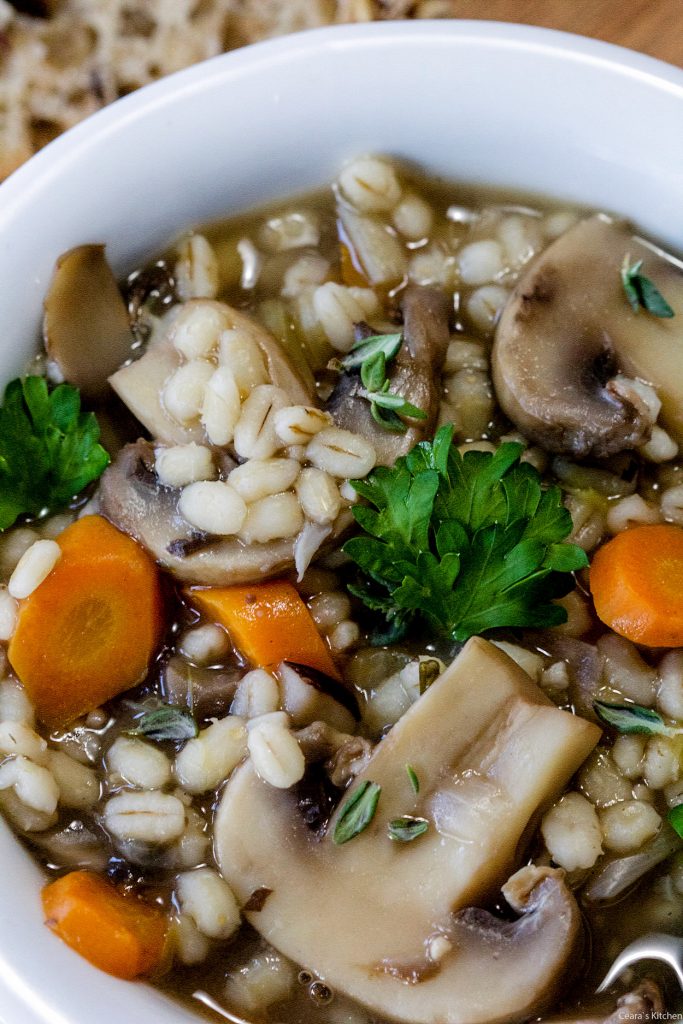 Vegan Mushroom Barley Soup Ceara's Kitchen
